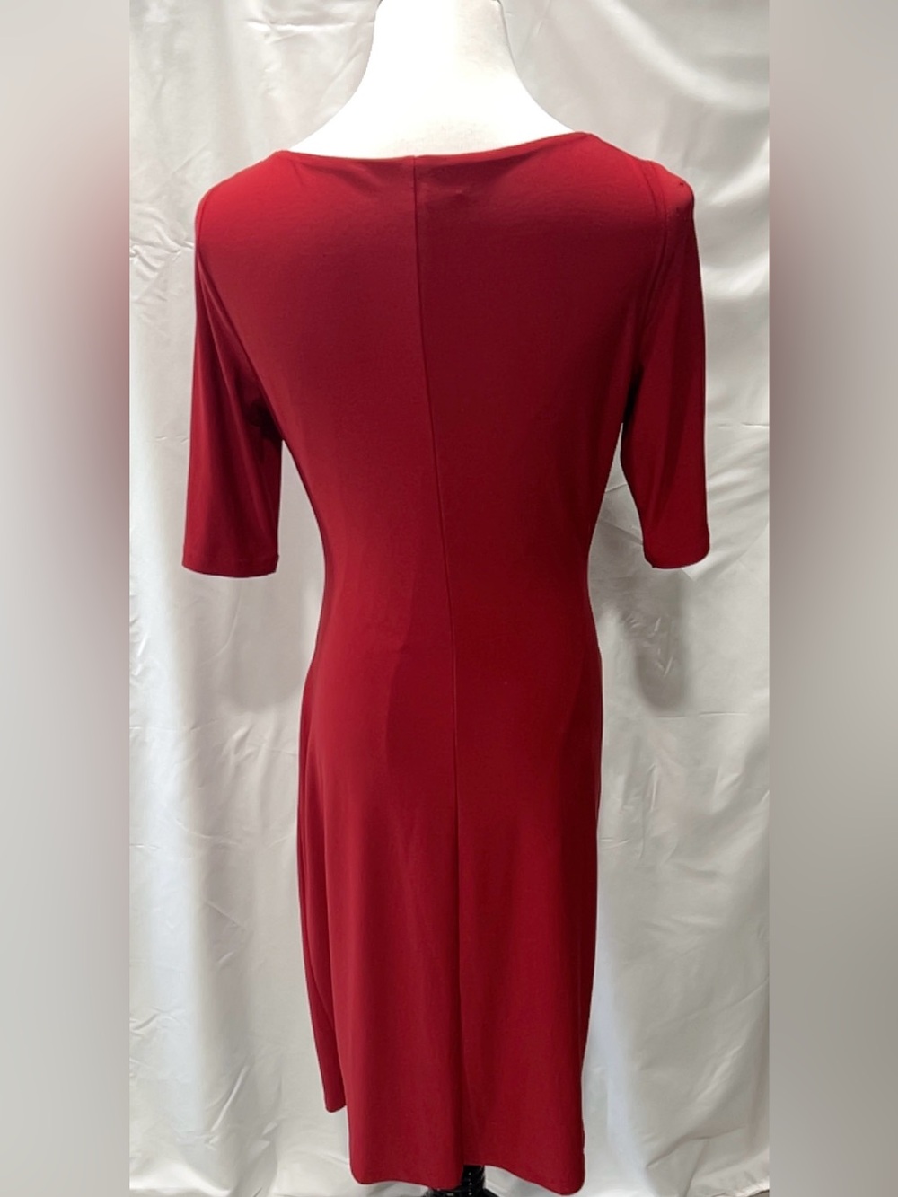 Lauren Ralph Lauren Red Cowl Neck Ruched Sheath Midi Dress Size 6 - Picture 6 of 9